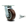Service Caster 5 Inch Polyurethane Swivel Caster with Ball Bearing and Swivel Lock SCC SCC-30CS520-PPUB-BSL